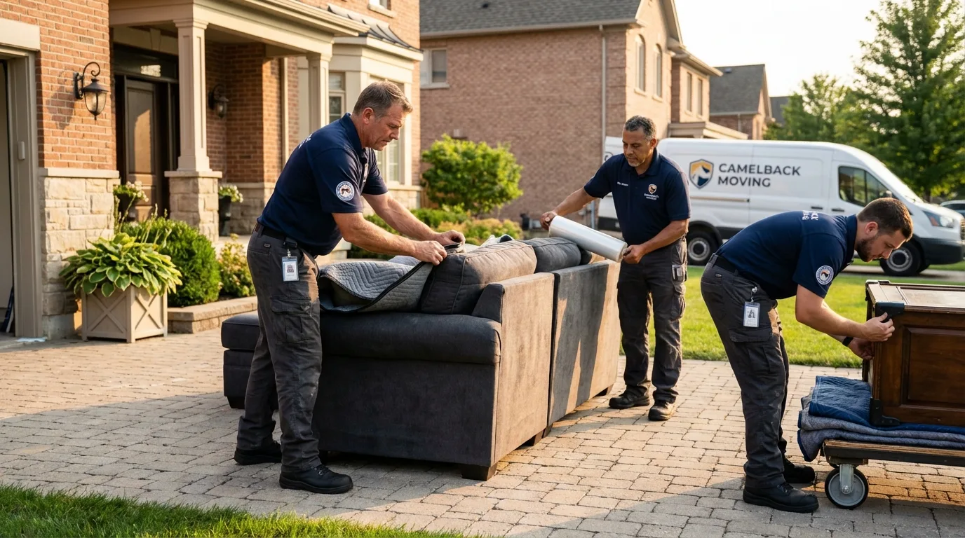 Large estate moving crew wrapping furniture in Keansburg, NJ