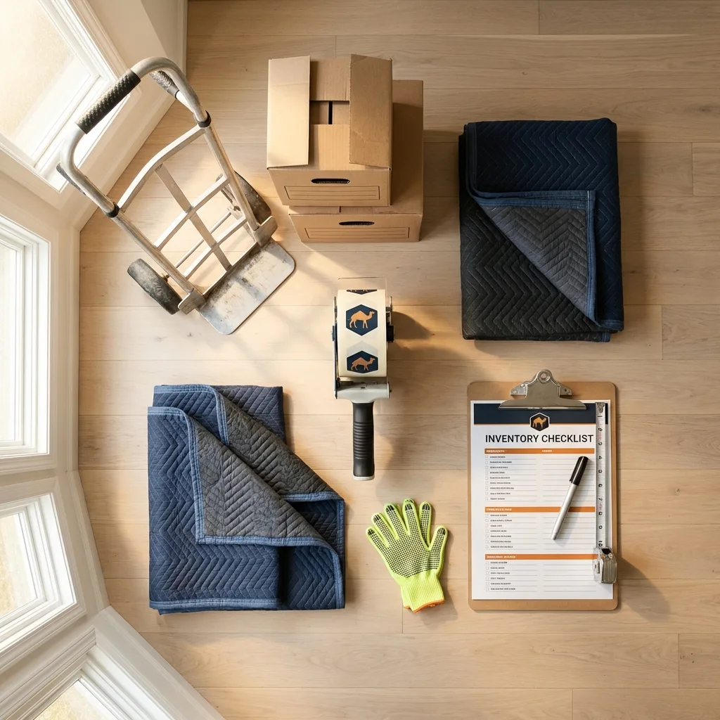 Professional moving supplies and packing materials layout for Keansburg residential relocations